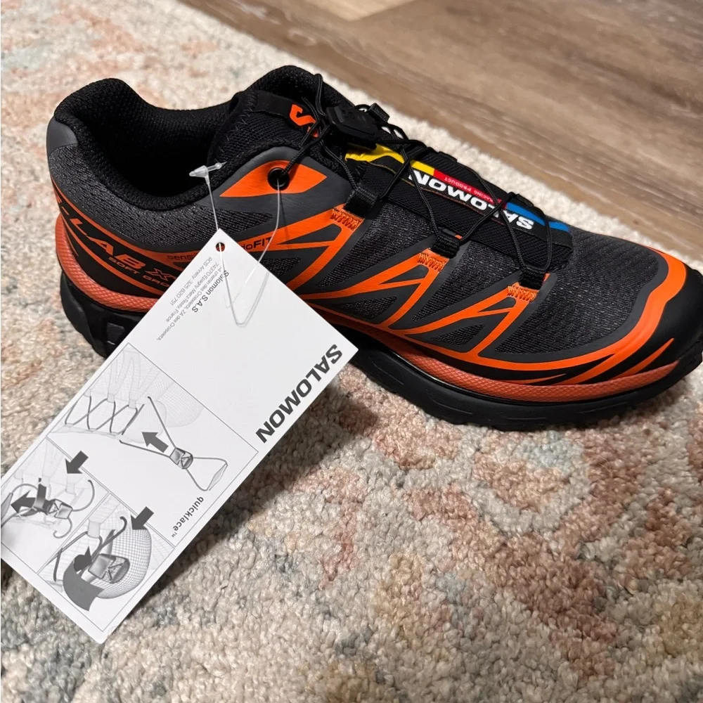 Salomon XT-6 Asphalt Black and Red Trail Shoes - Picture 3 of 6